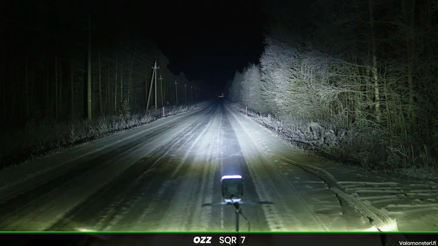 OZZ SQR 7" LED-lisävalo musta runko, parkilla ja R65 varoitusvalolla