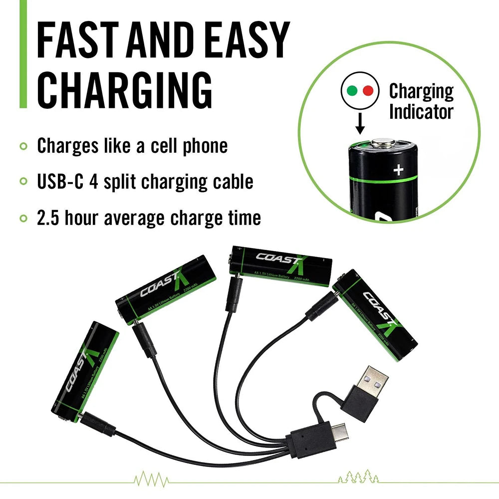 Ladattava Paristo Coast AA USB-C 1,5V (4 kpl)