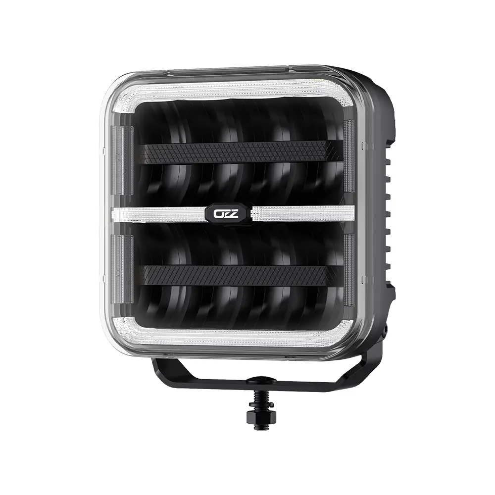 OZZ SQR 7" LED-lisävalo musta runko, parkilla ja R65 varoitusvalolla