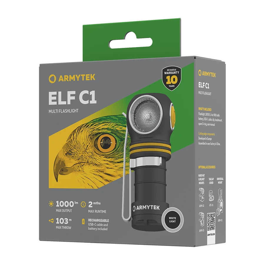 Otsalamppu Armytek Elf C1 Kylmä Sävy 1000 lm