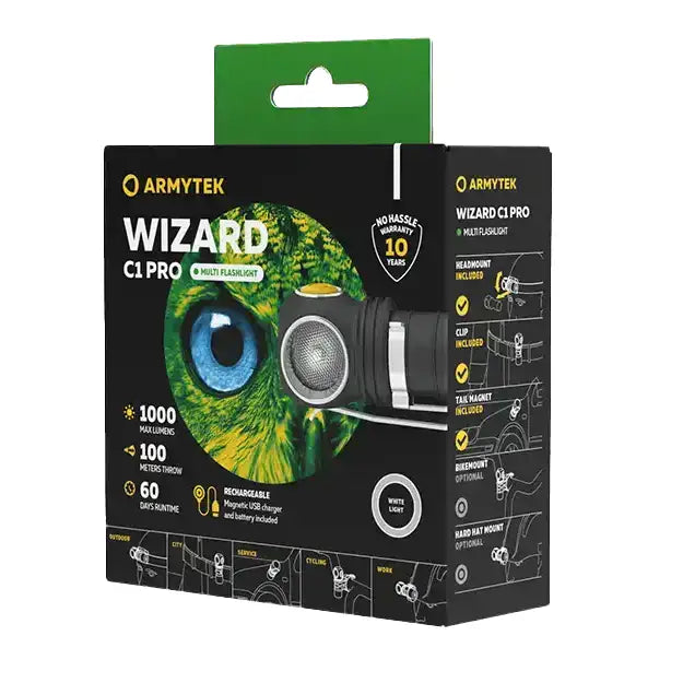 Otsalamppu Armytek Wizard C1 Pro Magnet USB Kylmä Sävy 1000 lm