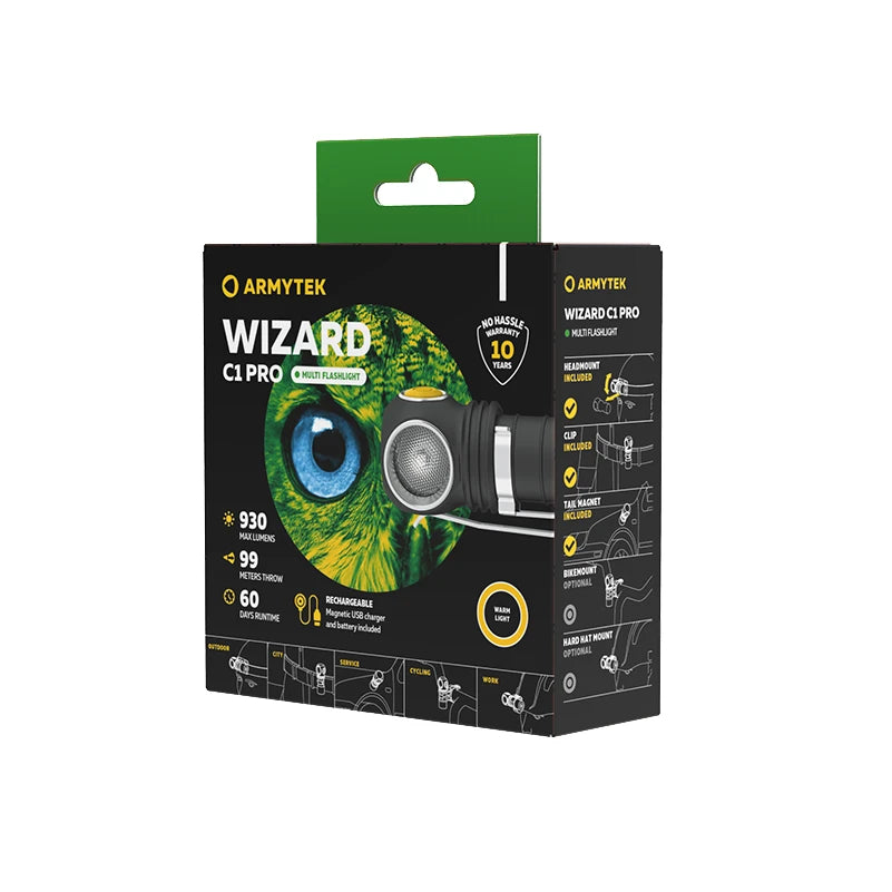 Otsalamppu Armytek Wizard C1 Pro Magnet USB Lämmin Sävy 930 lm