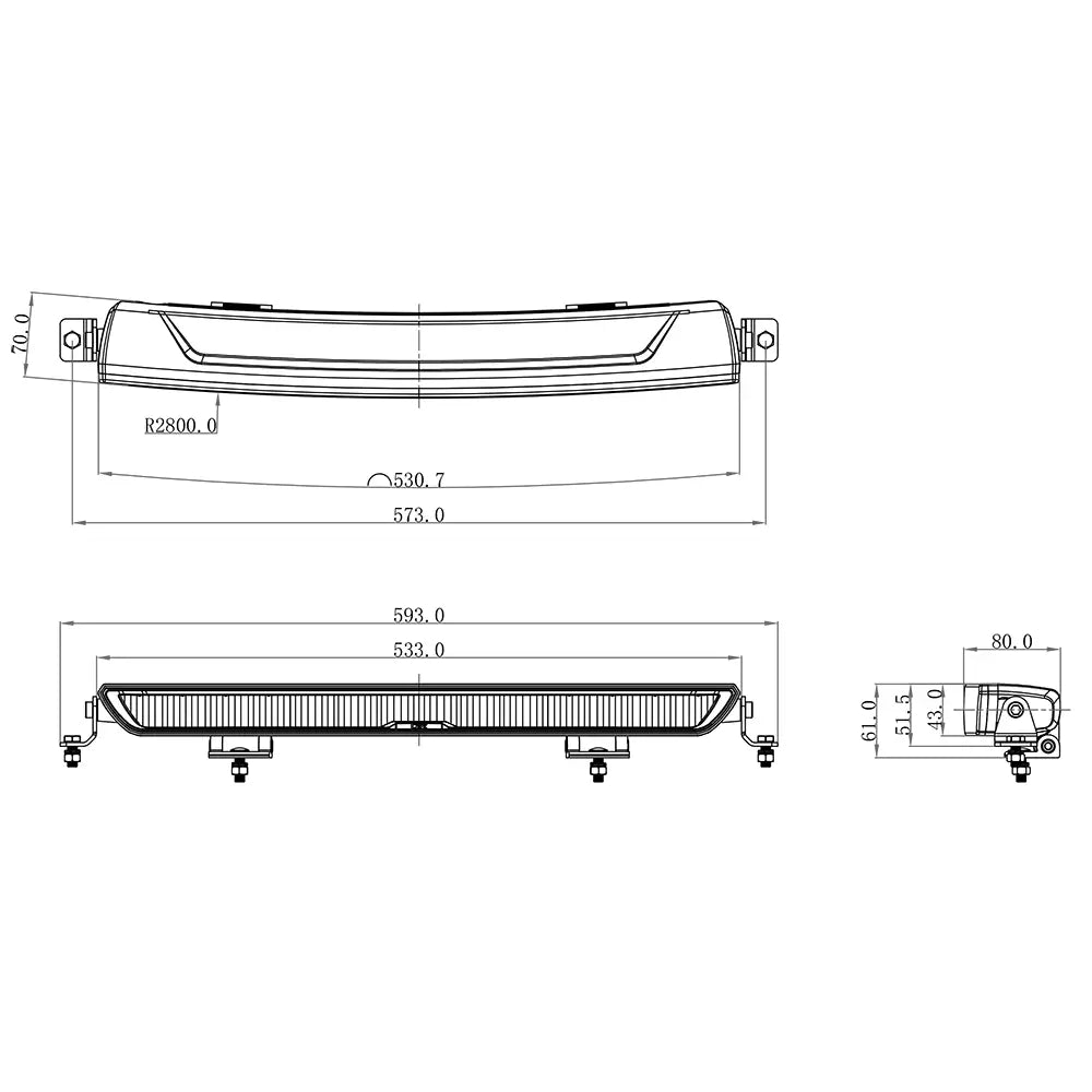 OZZ XB1 20" LED-lisävalopaneeli 533mm musta